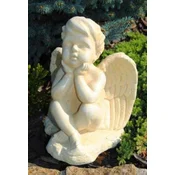 Casa Padrino Art Nouveau Garden Decoration Sculpture Angel Sand 18 x 19 x H. 24 cm - Elegant Garden Decoration Stone Figure - Baroque & Art Nouveau Garden Decoration Accessories