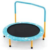 Costway Otroški trampolin mini rebounder 36 palcev oranžen s popolnoma pokritim ročajem
