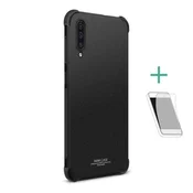 Samsung A50s / A30s / A50 IMAK silikonska futrola za telefon – otporna na udarce, mat + zaštitna folija za zaslon, CRNA
