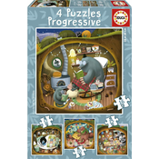 Educa Puzzle Gozdne zgodbe 4v1 (12,16,20,25 kosov)