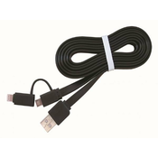Gembird kombinirani kabel 2v1, Lightning 8-pin (M) / microUSB na USB 2.0 (M), 1 m, črn