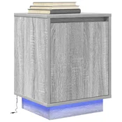 Nocni ormaric s LED svjetlima siva boja hrasta 38x34x50 cm