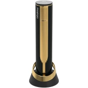Prestigio Maggiore, smart wine opener, 100% automatic, opens up to 70 bottles without recharging, foil cutter included, premium design, 480mAh battery, Dimensions D 48*H228mm, black + gold color.