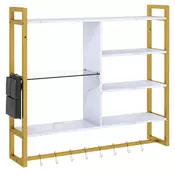 COSTWAY 6-stopenjski stenski regal s kavlji Stenska polica, (5000219557)
