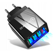 4x USB 3.0 hitri polnilec 220V z LED 3.1A črn