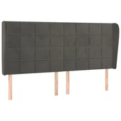 Vidaxl Vzglavje z ušesi črno 163x23x118/128 cm žamet