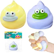Nikcorp Protistresna žogica Squishy Poo Monster, komplet 2 kosov, senzorična fidget igrača za stiskanje, vijolično-rumena, 6 cm
