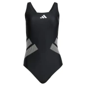 ADIDAS PERFORMANCE Športne enodelne kopalke siva/črna/bela