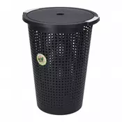 eoshop Okrogla košara za perilo s pokrovom 35 l, O 40 cm, antracitna, reciklirana plastika