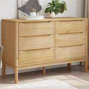 vidaXL Predalnik FLORO 77x35x73 cm voščeno rjava trdna borovina