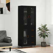 Visoka komoda crni 69,5x34x180 cm konstruirano drvo