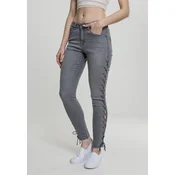 Womens denim pants Lace Up Skinny - grey