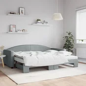 Dnevni krevet na razvlacenje svjetlosivi 90 x 200 cm od tkanine