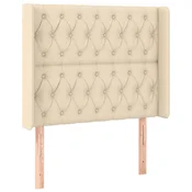 Vidaxl Vzglavje z ušesi krem 93x16x118/128 cm blago