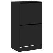 Vidaxl Omarica za čevlje z 2 predaloma črna 60x42x108 cm