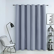 Zavjesa za zamracivanje s metalnim prstenima siva 290 x 245 cm