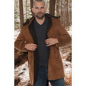 PLT8399 DEWBERRY SUEDE LOOK MENS COAT-PLAIN CAMEL