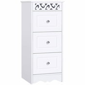 HOMCOM talna lesena kopalniška omarica s 3 predali bela kopalnica les 3 predali bela kopalnica, spalnica ali dnevna soba mdf razred e1 29,8D x 29,8wp x 68,5a cm bela