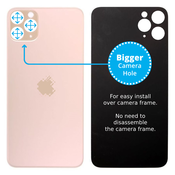 Apple iPhone 11 Pro Max - steklo zadnjega ohišja s povečano odprtino za kamero (zlato)