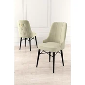 Hanah Home set trpezarijskih stolica Pare 8 kom, krem tkanina Babyface, crne drvene noge