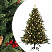 Vidaxl Umetna božična jelka z bučko 210 cm 300 LED Toplo bela