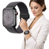 Pleten pašček za Apple Watch 38 mm 40 mm 41 mm, velikost L, siv