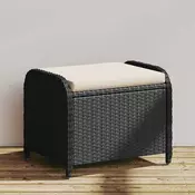 Vidaxl vidaXL Vrtni stolček z blazino črne barve 58x46x46 cm poli ratan