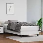Vidaxl vidaXL Vzmetnica z žepkastimi vzmetmi, bela, 90x190x20 cm, umetno usnje
