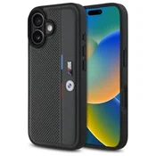 slomart Etui BMW M Perforirana Tricolor Detail Line za iPhone 16 - temno siva
