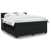 Box spring postelja z vzmetnico črna 200x200 cm žamet
