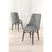 Hanah Home set trpezarijskih stolica Pare 8 kom, siva tkanina Babyface, drvene noge boje oraha