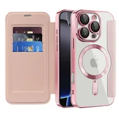 Torbica SmartMag Book s MagSafe tehnologijom i RFID novcanikom za iPhone 16 Pro - pink