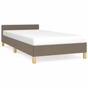 Vidaxl Posteljni okvir z vzglavjem brez vzmetnice taupe 90x190cm blago
