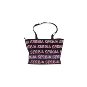 SERBIA ART Poklon suvenir Moderna ženska torba Serbia Crna, Ljubicasti okvir