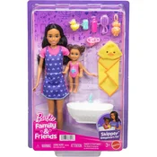 Barbie lutka v obleki s srčki, igralni set varuške - Mattel