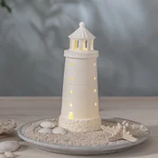STAR TRADING LED-dekorativna svetilka Seaside, bela, porcelan, višina 25 cm - Dnevna soba/jedilnica - Pomorski - Keramika