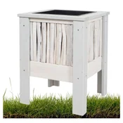 Kvadratni bel vrtni lonec za balkon s plastičnim vložkom 40x41x53 cm