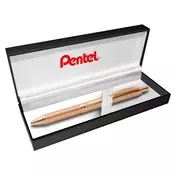 Gel olovka, 0,35 mm, gumbom, ružičasto-zlatno tijelo, PENTEL EnerGel BL-407 plava BL407PG-A