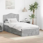 Vidaxl Konstrukcija postelje z vzglavjem Betonsko siva 100 x 200 cm