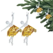 shumee Obeski za božično drevo v kompletu 2 kosov - Balerina v zlati obleki 15x9x2,5 cm