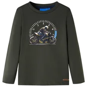 vidaXL Otroška majica z dolgimi rokavi kaki 140, (21037390)