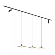 Sodobni sistem tirnih svetil črn z 2 reflektorjema in 3 visečimi svetilkami zelene barve 1-fazni - Slimline Uzzy Panzi