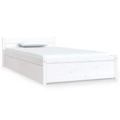 Vidaxl Posteljni okvir s predali bel 90x190 cm