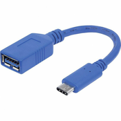 USB 2.0, USB 3.0 Adapter [1x Ženski konektor USB 3.0 tipa A - 1x Muški konektor USB-C™] Plava boja Jednostruko oklopljeni kabel, Zaštićen s folijom Manhattan