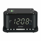 Denver Electronics radio budilka z brezžičnim polnilcem, CRQ-1, Qi, USB, črna