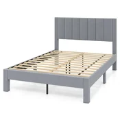 Costway Postelja z oblazinjenim okvirjem 200x140 cm sivo