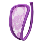 STD Invisible Strapless C-String Transparent Floral Lace Purple