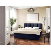 MID.YOU POSTELJA Z VZMETNICO 140 cm x 200 cm , les, tekstil, leseni material temno modra