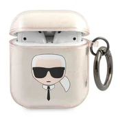 Karl Lagerfeld KLA2UKHGD ovitek za AirPods 1/2 zlat/zlata bleščeča Karlova glava