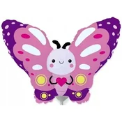 Flexmetal BUTTERFLY folija balon metulj roza travnik spomladanska rojstnodnevna dekoracija 35 cm